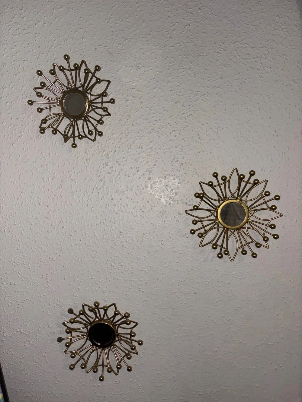 Gold Sunburst Mirror Set - Trio Wall Accent